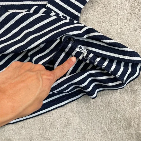 Nike x Michigan Wolverines Polo Shirt Men Medium Blue White Striped Performance - Picture 9 of 9